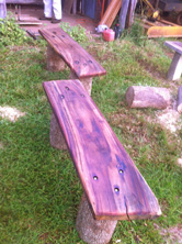 rustic hand made wooden benches